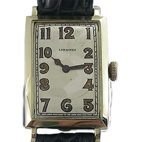 14k Green Gold Longines Hinged Rectangle - The Antique Watch Company